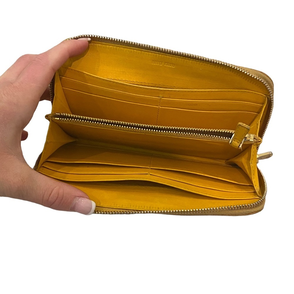 Miu Miu yellow leather croc embossed zippy zip around Long wallet - Picture 13 of 16